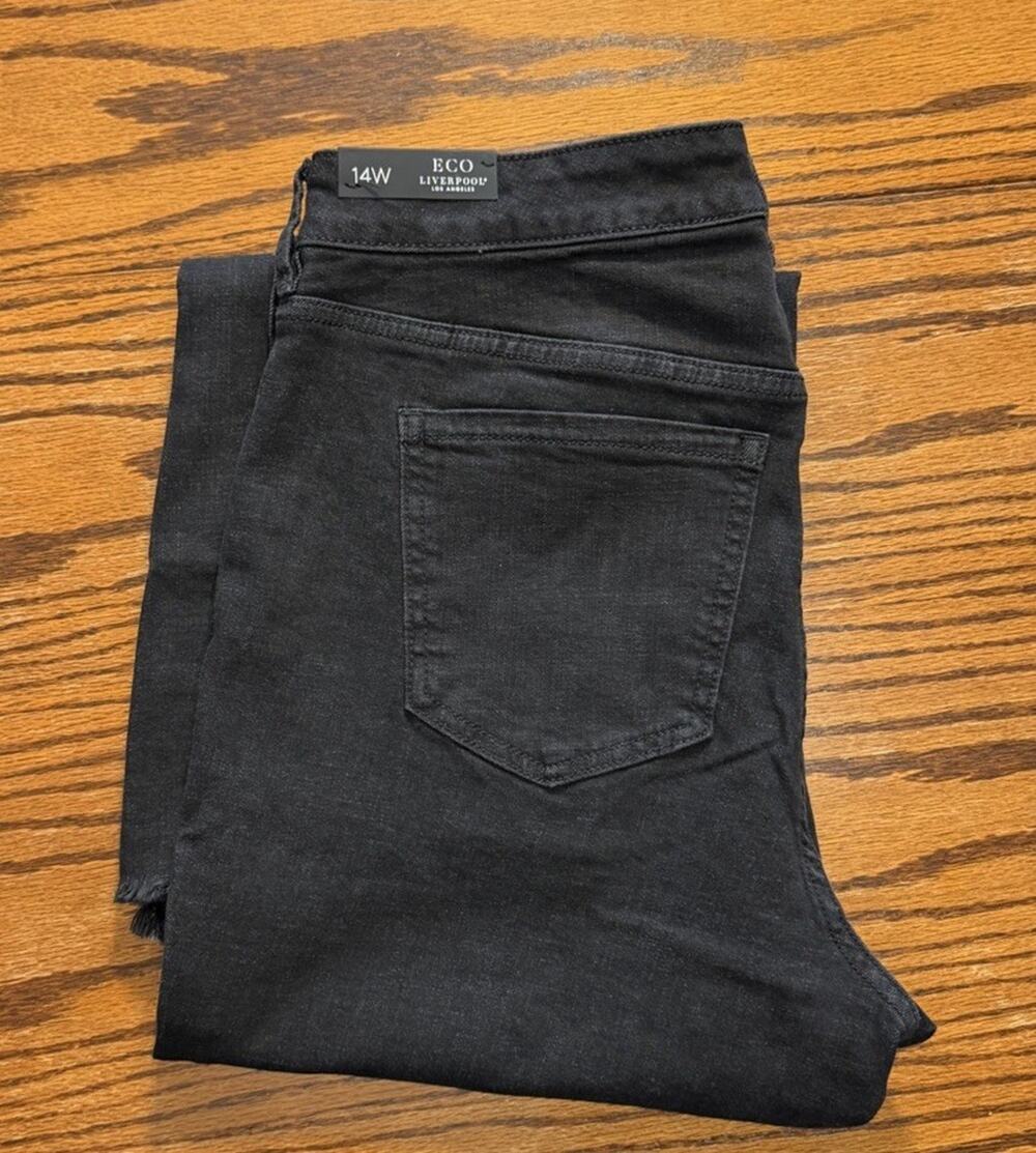 Liverpool Los Angeles Hannah Flare Jeans Womens 14W Heron Lake Black NWT